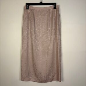 Vintage Blush Pink 100% Silk Maxi Skirt Elegant Romantic Classic